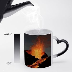 Colorful Peacock Color Changing Mug Ceramic Coffee Heat Sensitive Cup Discolorat