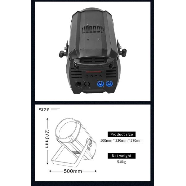 Warm White / Cool White IP20 2 In1 200w/300w LED COB DMX Par Light With Zoom
