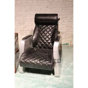 China antique black leather chair with aluminium frame,#730B on sale