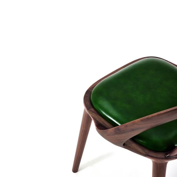 Nordic Style Walnut Dining Chair Light Luxury Genuine Leather Solid Black