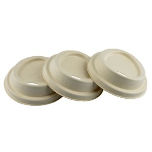 100% Biodegradable Sugarcane Pulp Molded Sip Lid , Triangle Design 80mm