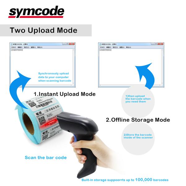 Upgraded Dual Wireless Handheld Barcode Scanner 2MB High - Capacity Memory