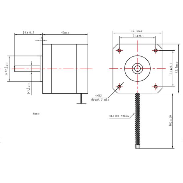 Nema 17 stepper motor voltage 3.4V 1.7Amp 400mN.m 0.3kg for Extruder 3D Printer