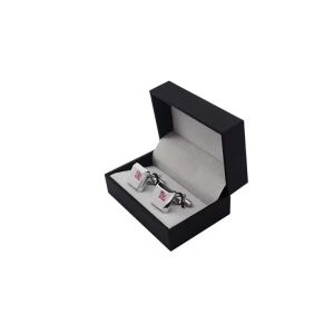 Black Leatherette Gifts Packing Boxes Cufflink Boxes Packaging With Elastic