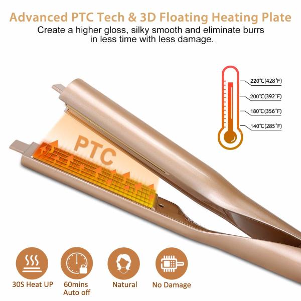 49W Hot Hair Tool , 450F 2 In 1 Hair Straightener And Curler