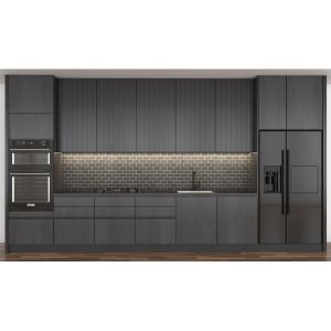 Lacquer Paint Black Modern Design Kitchen Cabinet Quartz Stone 15mm
