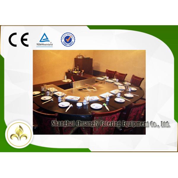 Twelve Seats Gas Bbq Griddle Plate Table , Stainless Steel Teppanyaki Plate