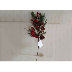 Quality No Wither 48cm Christmas Pine Picks With Artificial Red Berry for sale