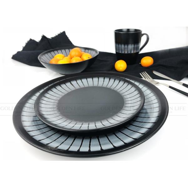 Buy Home Use Ceramic Dinnerware Sets Fashionable Hand Painted Black Color at wholesale prices