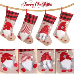Christmas Stockings Unique 3D Gnomes Stockings Santa Claus Fireplace Hanging
