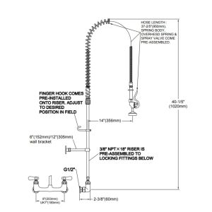5.38LPM Restaurant Pre Rinse Unit With Faucet