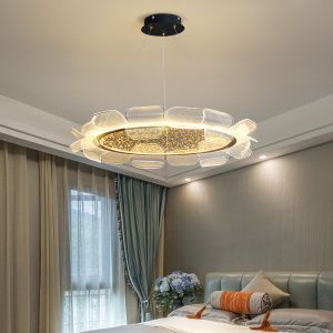 Golden And Clear Modern Acrylic Ceiling Light High Brightness