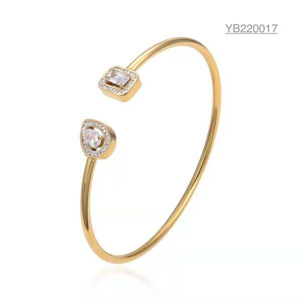 Buy 18k Zircon Stainless Steel Cuff Bangle at wholesale prices