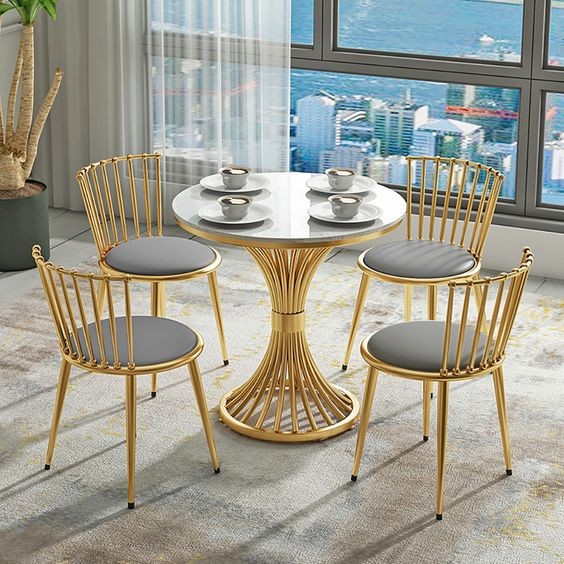 Fancy Cafe Shop Chairs High Level Modern Stainless Steel PU Leather Leisure