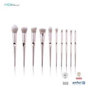 Recyclable Synthetic Plastic Makeup Brushes Eco Friendly 10 Pieces BSCI