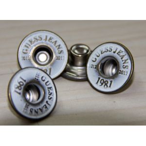 Zinc Alloy Custom Clothing Buttons White Oil Back Nail Removable