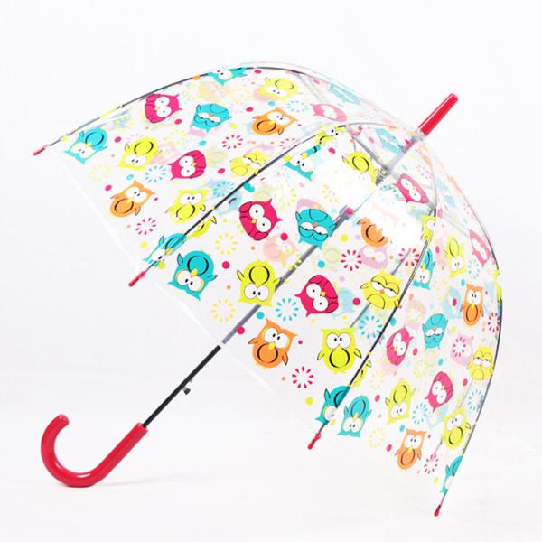 Buy Ladies Gifts Auto Open See Through Umbrella Cute Owl Print POE Material at wholesale prices