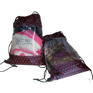 100% polyester full printing transparent see through window string drawing bag