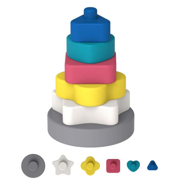 CE Educational Silicone Stacking Toys Creative Building Blocks SGS For Kids