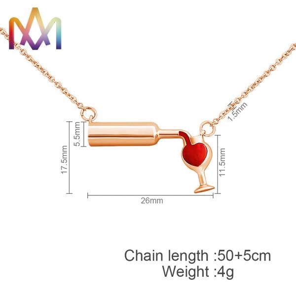 Hypoallergenic Wine Bottle Cup Pendant Womens Engraved Necklace