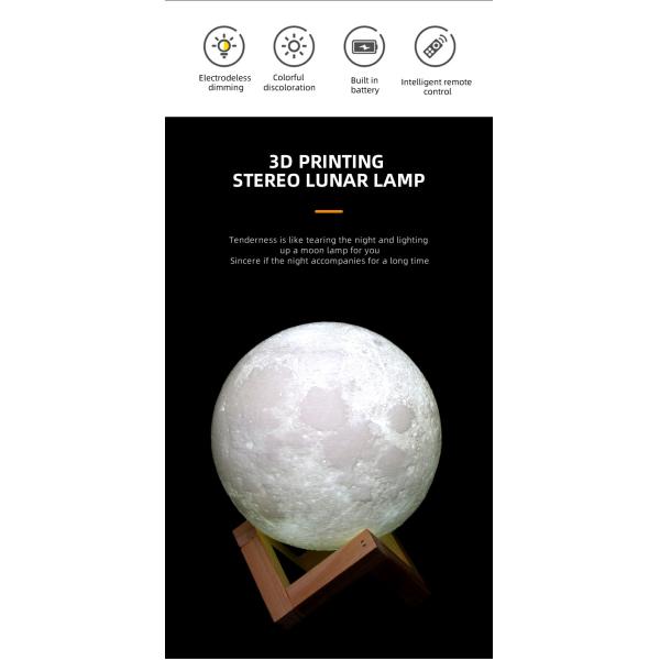 3D Lunar Moon LED Atmosphere Lamp 6000K DC 3.7V 10cm 12cm 15cm 18cm 20cm