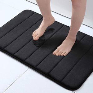 Black Rubber Soft Memory Foam Bath Mats Non Slip Absorbent
