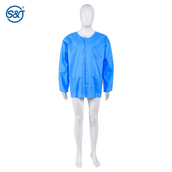 Cheap Disposable dental non-woven lab gown hospital long sleeve short coat for doctor and nurse