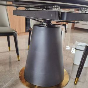Round Marble Extendable Dinning Table Luxury Stone Extendable Dining Table