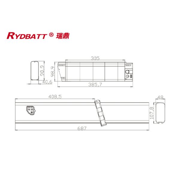 RYDBATT SSE-062(36V) Lithium Battery Pack Redar Li-18650-10S4P-36V 10.4Ah For Electric Bicycle Battery