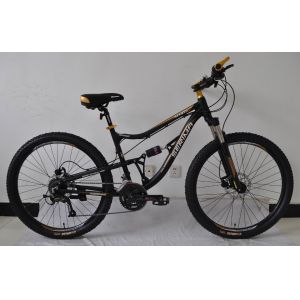 Chinese factory cheap price 26 size hi-ten steel 21 speed dual suspension MTB