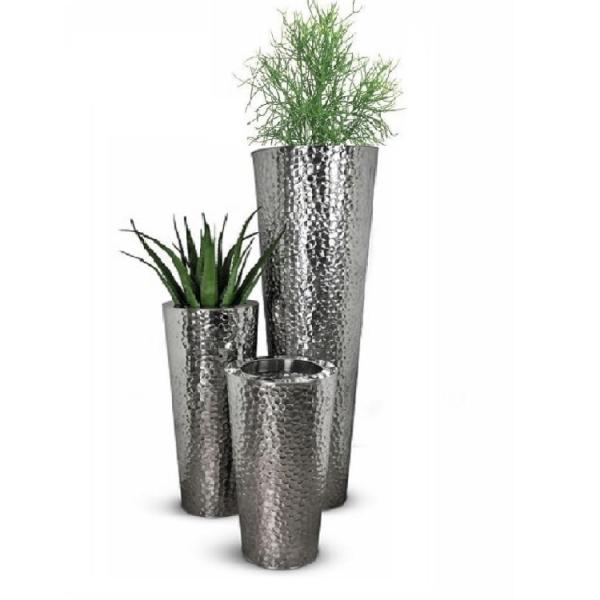 Medium metal hammered planter cast iron flower pots