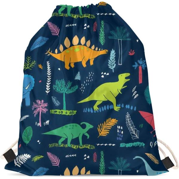 Buy Cartoon Dinosaur Boys School Bag Lightweight Portable Dinosaur Gym Drawstring Bags for Travel Sports at wholesale prices