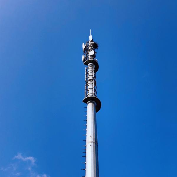 Buy 15m Q345 Hot Dip Galvanized Monopole Cell Tower With Lights at wholesale prices