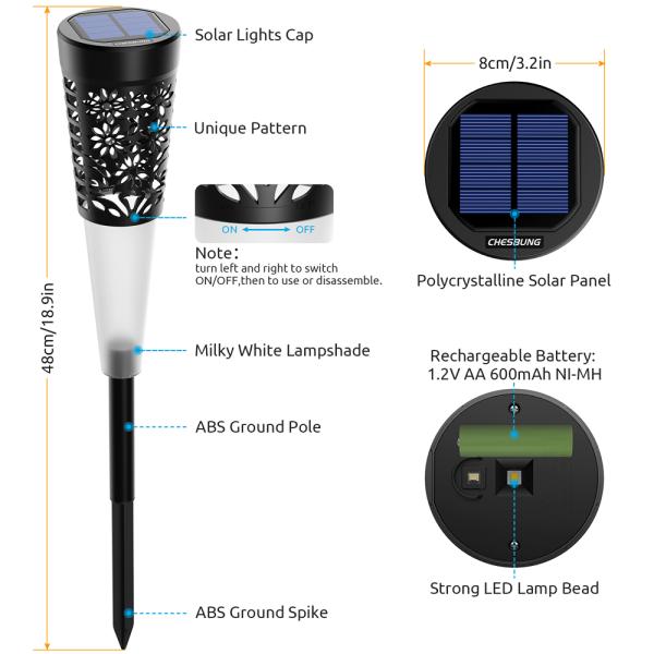 Solar Garden Walkway Lights LED Solar Powered Lights 3500K Warm White