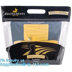 Anti Fog Material Resealabele Plastic Hot Chicken Bag, slide zipper pet