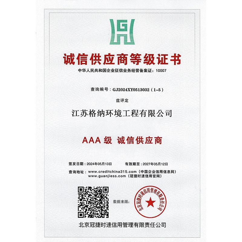 Jiangsu Gena Environmental Engineering Co., Ltd Certifications