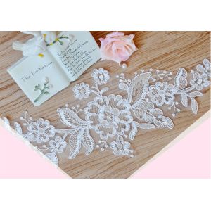 Cord Lace Applique Ivory Color Embroidery Flower for Wedding Dress