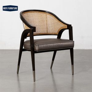 Solid Wood Modern Style Arm Chair Cane Dining Chairs Functional Dining Seating