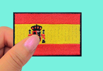 Environmental Friendly Sew On Spain Country Flag Patches 6.2cm Height