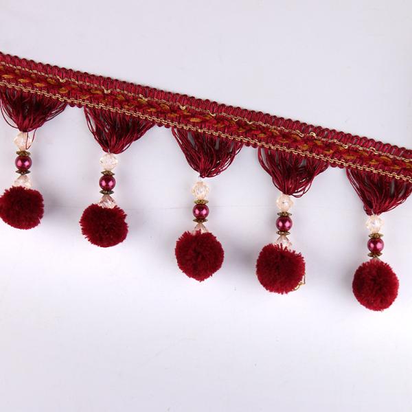 Machine producing OEM wholesale beautiful trimmings beaded pom pom fringes