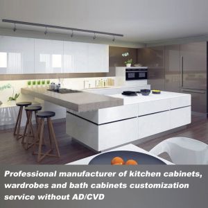 High Gloss Lacquer Modular Kitchen Cabinets Trendy White Plywood Cupboards