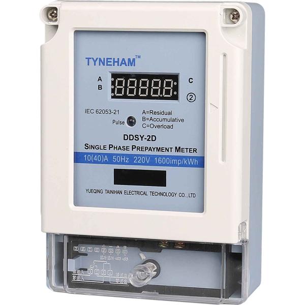 TYNEHAM Plastic Cover Single Phase KWH Meter Prepaid Energy Meter LED Display