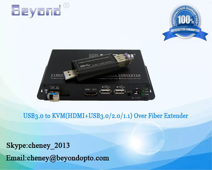 Quality KVM with USB3.0/2.2/1.1 fiber optical converter,USB3.0 to KVM (HDMI +USB3.0) Fiber optic converter, for sale