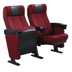 Moveable Armrest Audience Seating Chairs Flame Retardant Fabric ISO