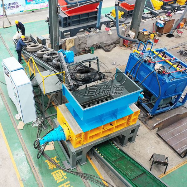Buy Double Shaft Waste Tire Shredder with 380V/50HZ Power 12 Months Warranty and 2200kg Weight for Efficient Tire Recycling at wholesale prices