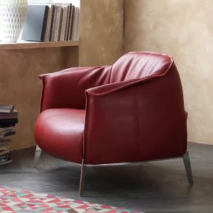 Minimalist Living Room Leisure Leather Single Sofa Chair With High Density
