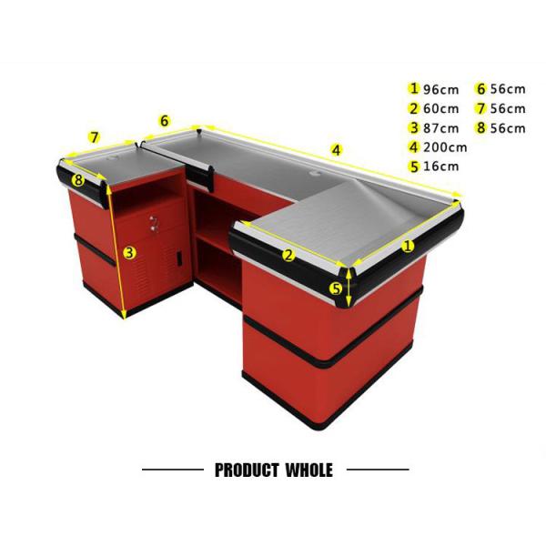 Supermarket Check Out Counter Cold Rolled Steel Material Shop Cash Counter