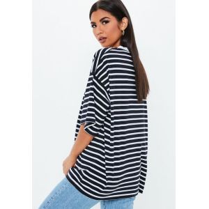 Oversized Custom Stripe Drop Shoulder T Shirt Printing