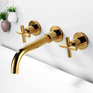 Two Cross Handles Centerset Bathroom Faucet Wall Mounted Widespread