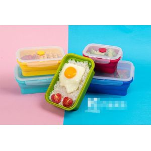 FDA 300ml 500ml 800ml 1200ml Silicone Folding Lunch Box